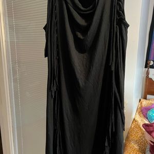 Michael Kors Black Form Fitting Side Fringe Dress